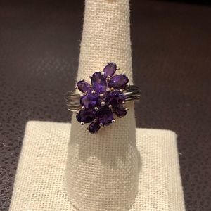 VINTAGE Marquise Cut Purple Iolite Sterling Silver Cocktail Ring Sz 7-1/2